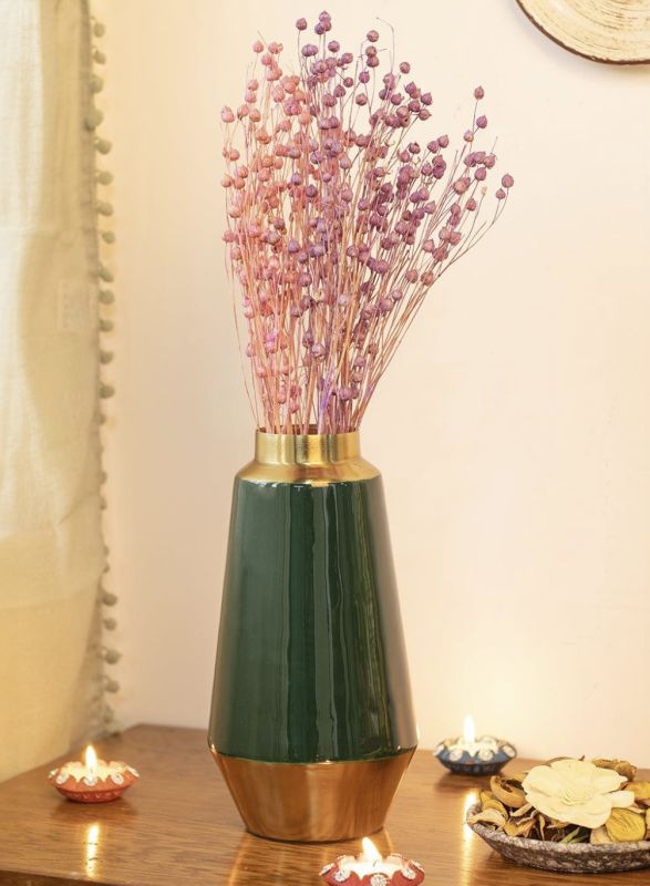 Green Gold Plated Flower Vase
