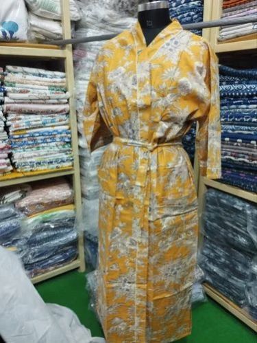 Beautiful Pink Hand Block Printed Cotton Bathrobe