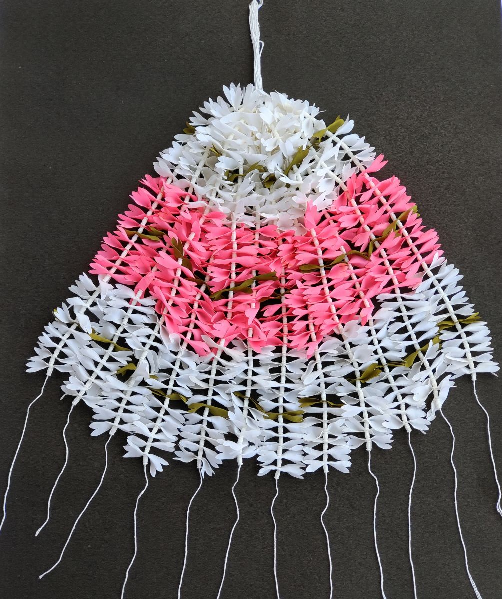 White and Pink Artificial Fabric Gajra