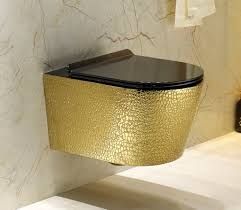 Glossy Ceramic Golden Finish Western Toilet Commode