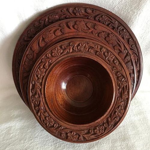 Hand Carved Wooden Bowl Set
