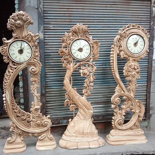 Stylish Hand Carved Wooden Standing Clock