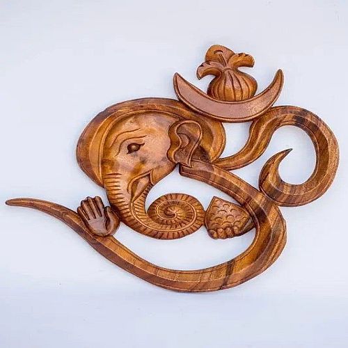 Wooden Om Ganesh Wall Hanging