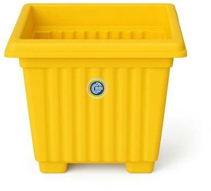 Plastic Yellow Square Flower Pot