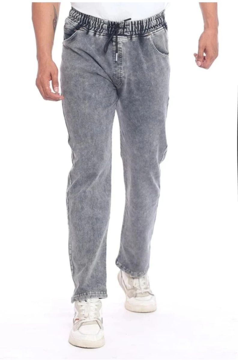 Ice Grey Men Denim Cotton Pant