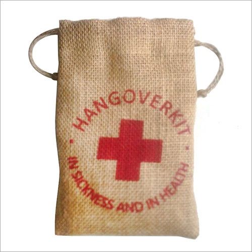 Red Cross Jute Drawstring Bag