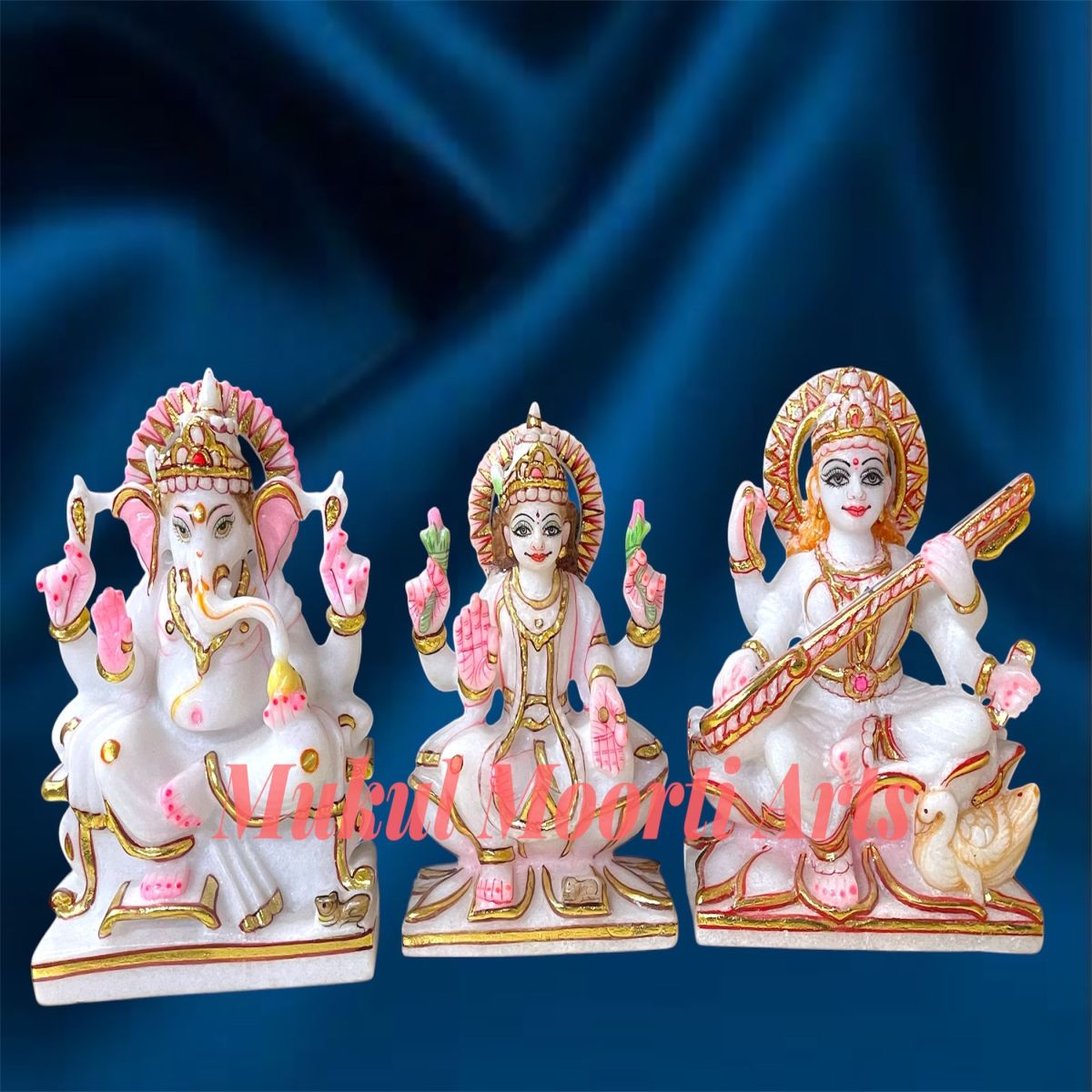 Marble Ganesh Laxmi Saraswati Statue