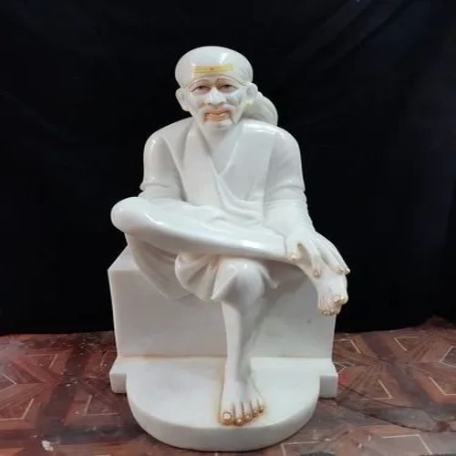Polished Carved Marble Sai Baba Statue, Color : White Standard