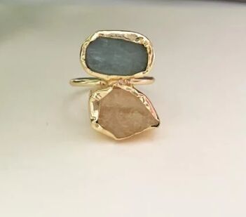 Dual Rough Stone Finger Ring