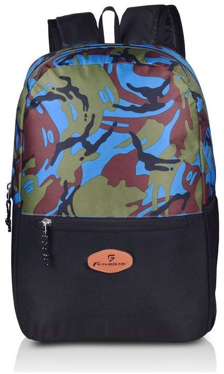 Futuristik Mini Daypak 3. Black & Blue River Green Camo Backpack