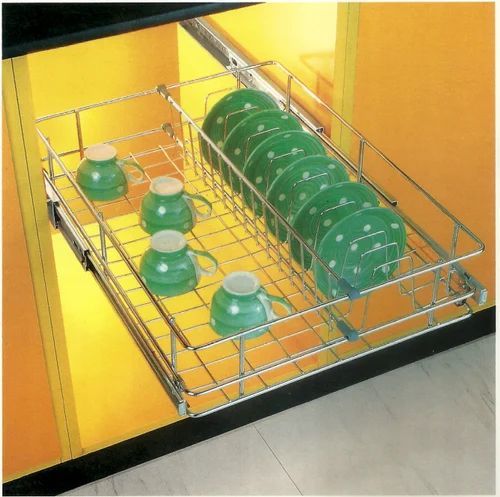 Polished Stainless Steel Cup Saucer Organizer Basket Anitque