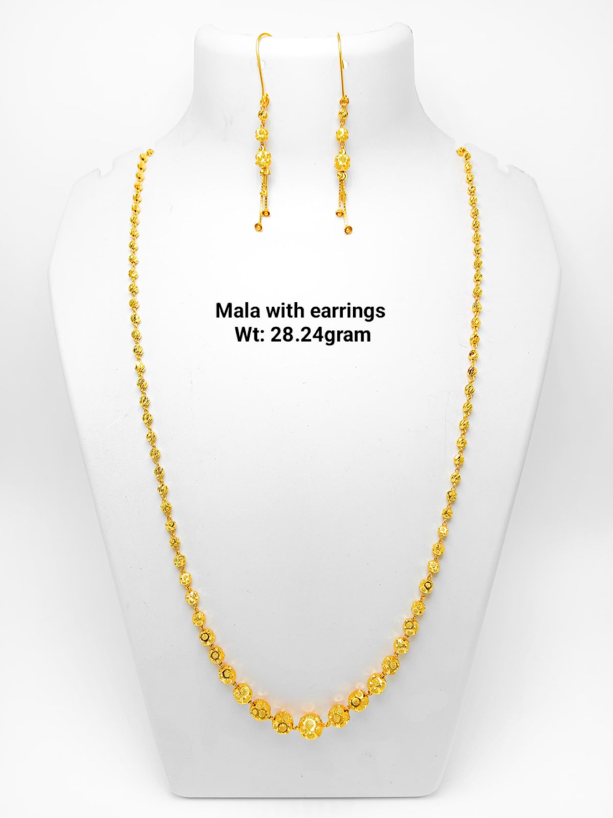 22KT New Design Gold Mala With Earrings