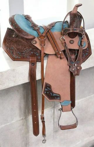 Leather Brown Printed Design Horse Saddle