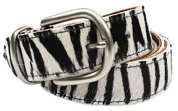 Mens Printed Leather Belt, Color : Black White