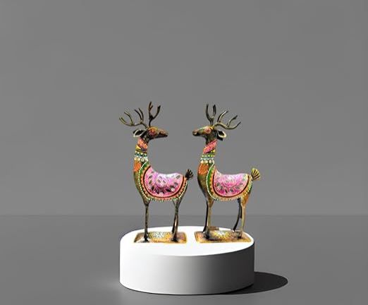 Metal Hand Painted Deer Showpiece