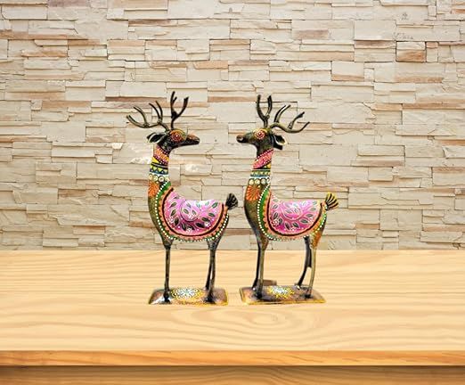 Metal Hand Painted Deer Showpiece