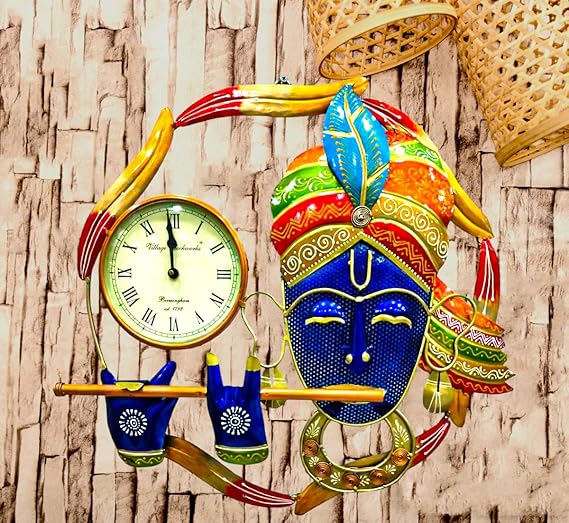 Metal Krishna Wall Clock