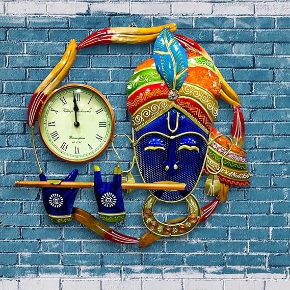 Metal Krishna Wall Clock