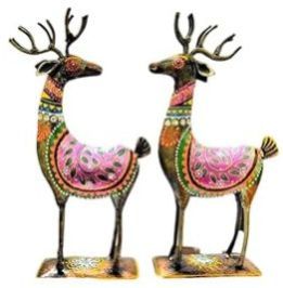 Metal Hand Painted Deer Showpiece