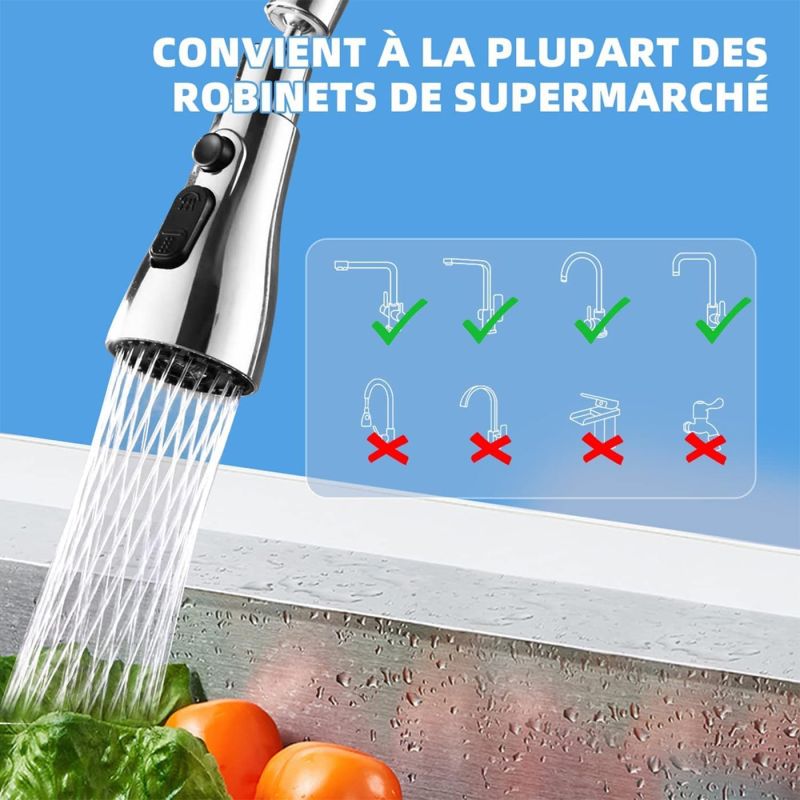 Kitchen Faucet 3-Function Pull Down Sink Sprayer Attachment For Faucet Pull Out Spray