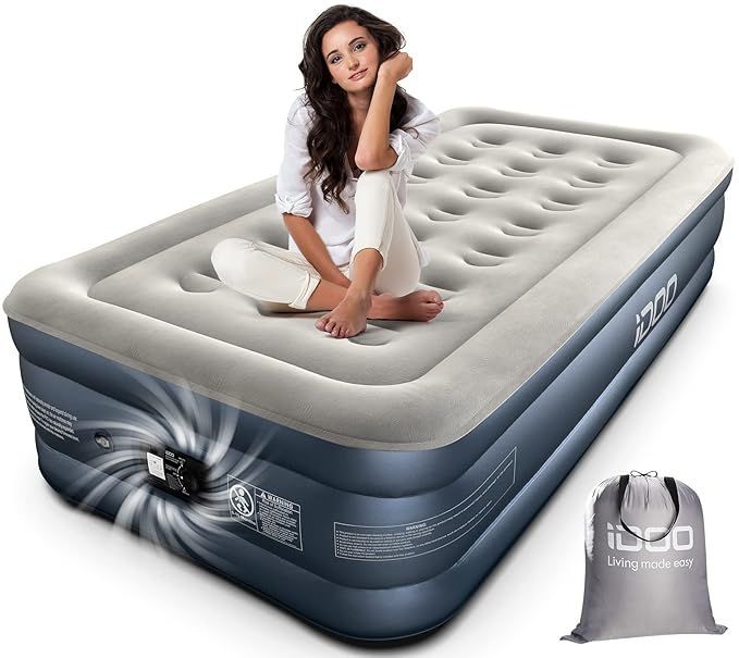 Inflatable Bed with Built-in Electric Pump, 3 Mins Quick Self-Inflation