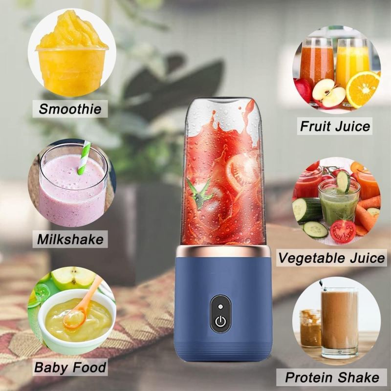 Portable Personal Mini Travel Electric Blender With Bottles, Cups, 6 Detachable Blades