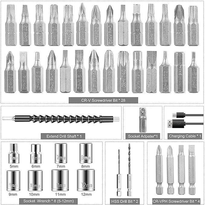 Screwdriver Kits 47 Piece Accessory Set In Carrying Case