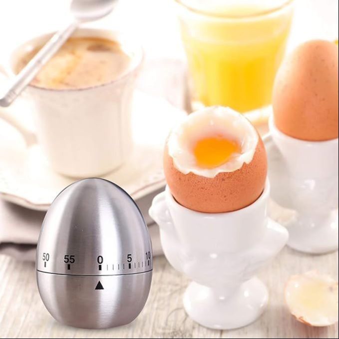 New Mechanical Egg Shape Kitchen Timer Stainless Steel Machinery Count Down Reminder Alarm Clock