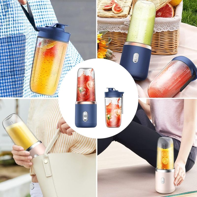 Portable Personal Mini Travel Electric Blender With Bottles, Cups, 6 Detachable Blades