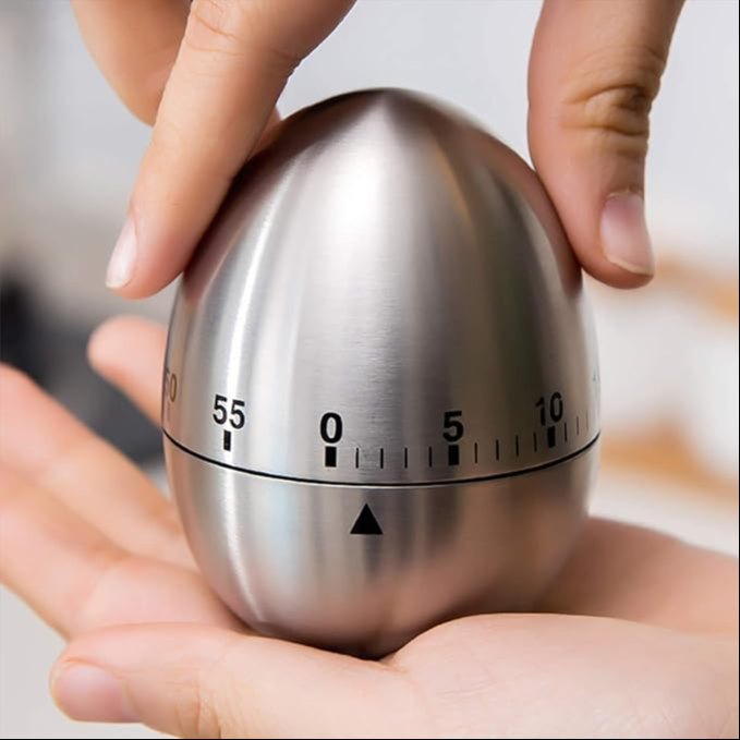 New Mechanical Egg Shape Kitchen Timer Stainless Steel Machinery Count Down Reminder Alarm Clock