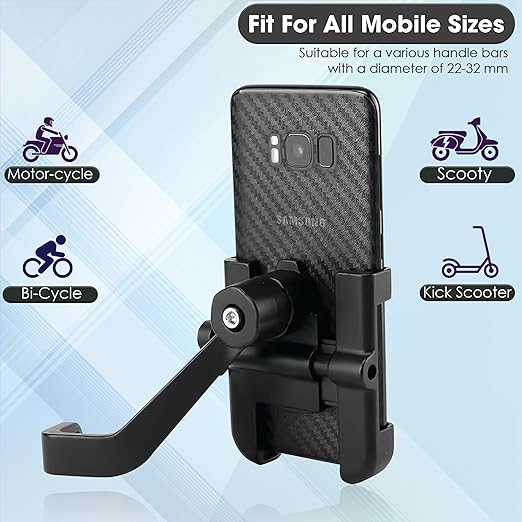 Universal Bike Mobile Holder - 100% Metal Alloy 360 Degree Rotating