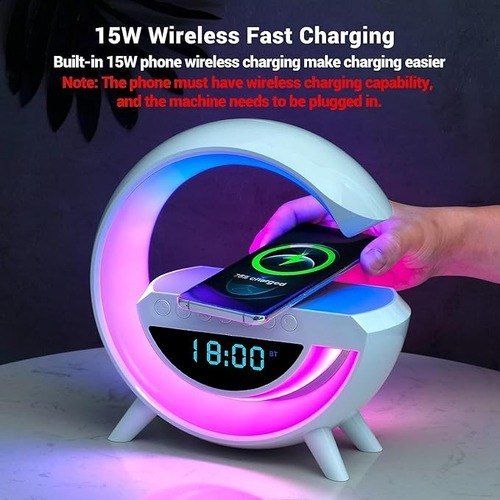 Wireless Speaker With Colorful Light Atmosphere LED Smart Light Lamp With Wireless Charger