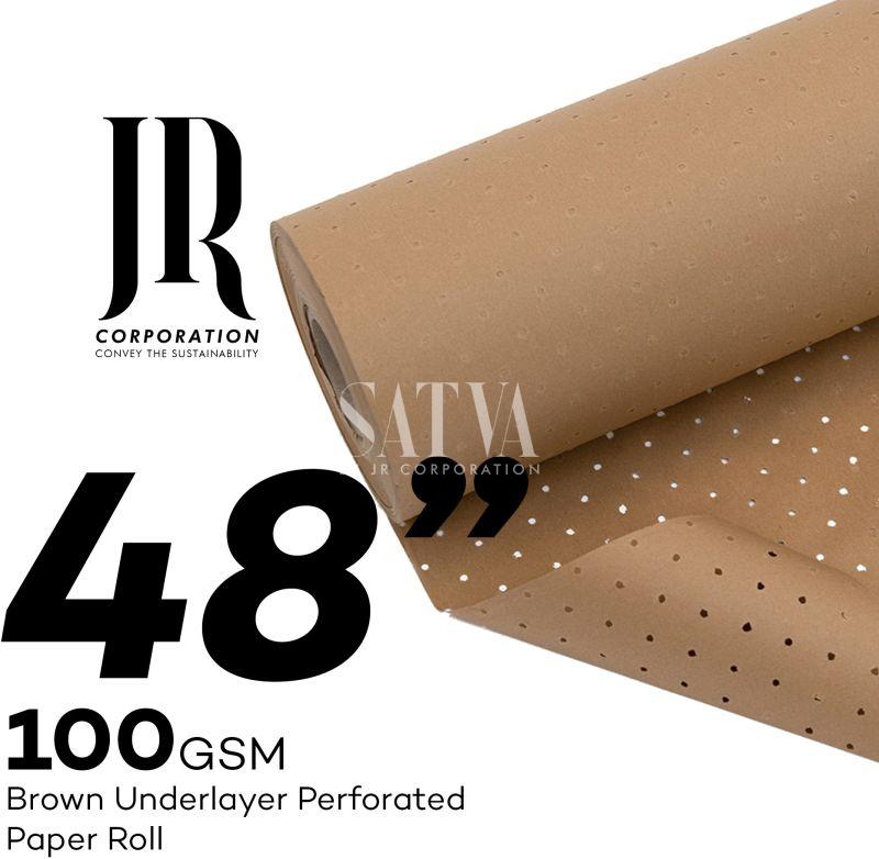 100 GSM 48'' Natural Brown Indian Perforated Underlayer Paper Roll With Holes