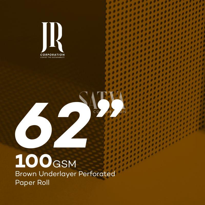 100 GSM 62'' Natural Brown Indian Perforated Underlayer Paper Roll With Holes