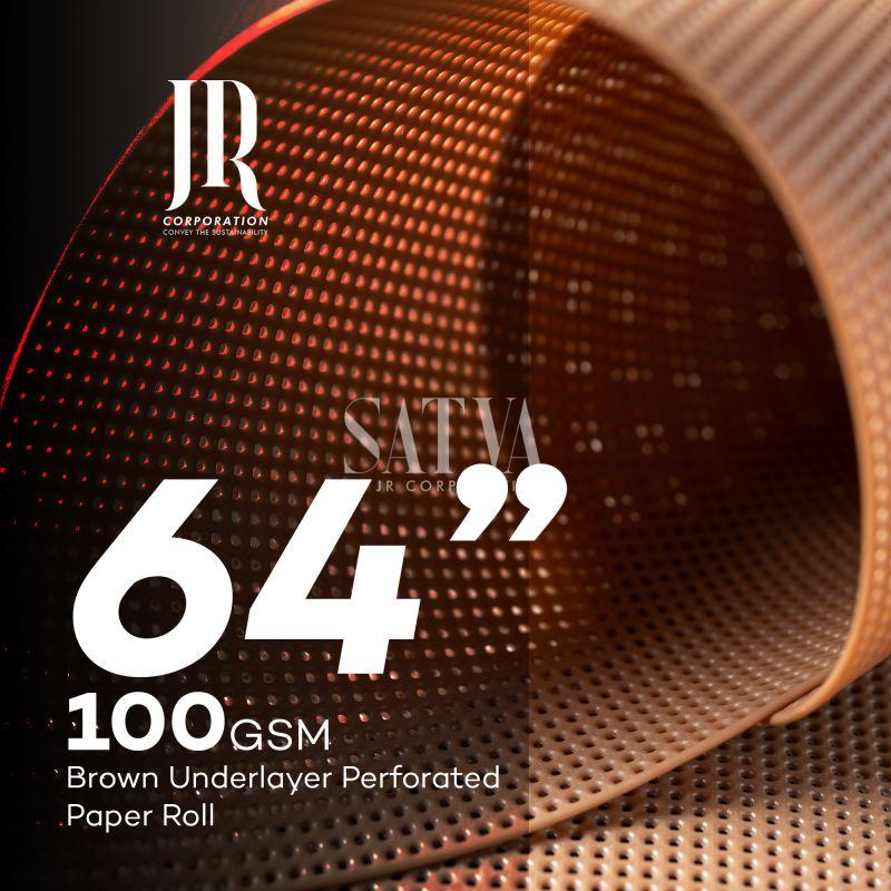 100 GSM 64'' Natural Brown Indian Perforated Underlayer Paper Roll With Holes