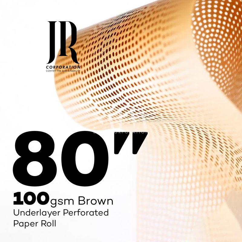 100 GSM 80'' Natural Brown Indian Perforated Underlayer Paper Roll With Holes
