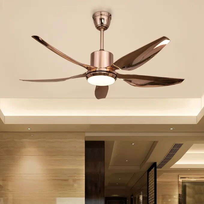 Gold Finish Metal Body, Gold Finish ABS Blades) Dimmable LED With Remote Control Ceiling Fan