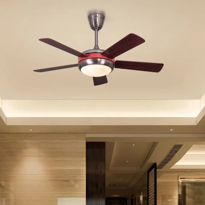 Metal Body Mahogany Finish MDF Blades Remote Control Ceiling Fan