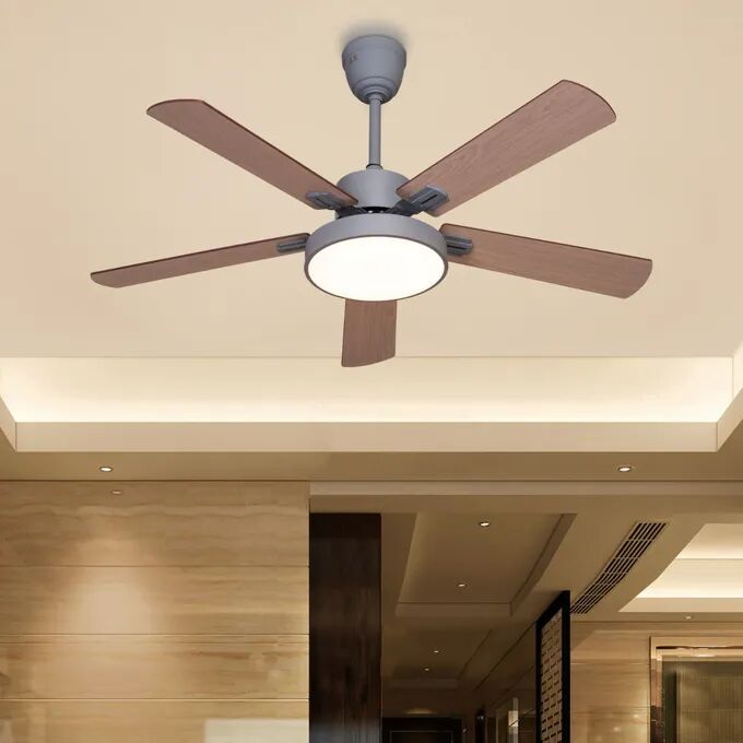 Metal Body, Walnut Finish Solid Wood Blades) Dimmable LED With Remote Control Ceiling Fan