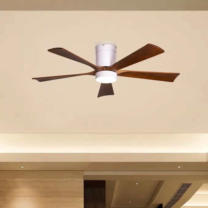 Metal Body With Wooden Blades In Walnut Finish) 3 Color LED With Remote Control Ceiling Fan