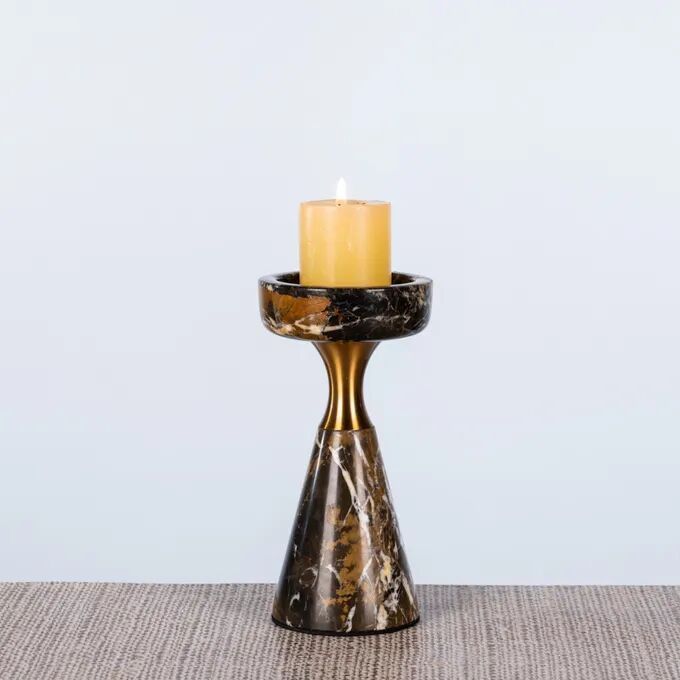 On The Spot (large, Brown/gold) Marble Candle Holder
