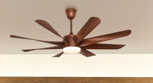 Teak Wood Finish ABS Blades LED Remote Control Ceiling Fan