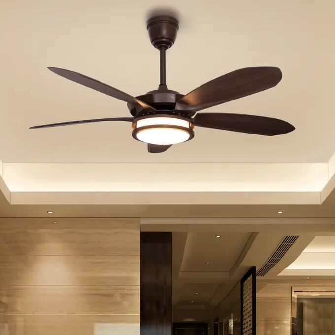 Walnut Finish Metal Body Walnut Finish ABS Blades Remote Control Ceiling Fan