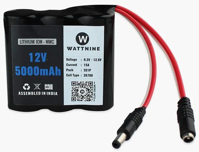 12V 5000mAh Lithium (NMC) 3S1P Battery  High Current 26700 Cells With BMS