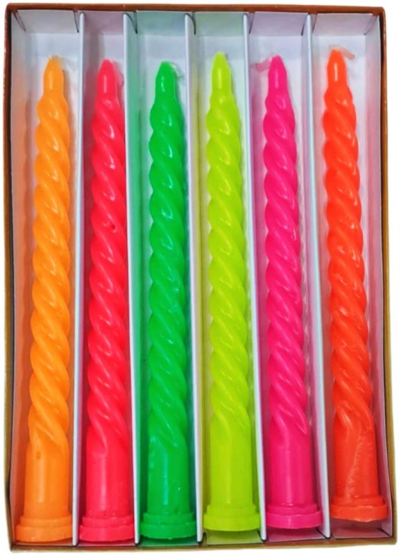 Multi Colour Twisted Decorative Candle Pack Of 6 Piece