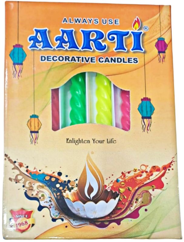 Multi Colour Twisted Decorative Candle Pack Of 6 Piece