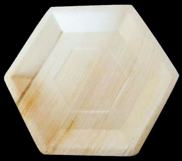 Plain Hexagonal Areca Leaf Plate