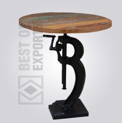 Wood Metal Adjustable Round Dining Restaurant Table