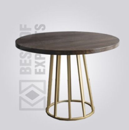 Brass Finish Round Industrial Dining Table