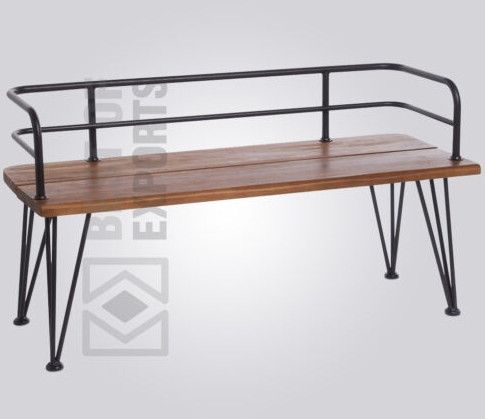 Hairpin Leg Metal Cafe Bench With Back